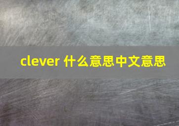 clever 什么意思中文意思